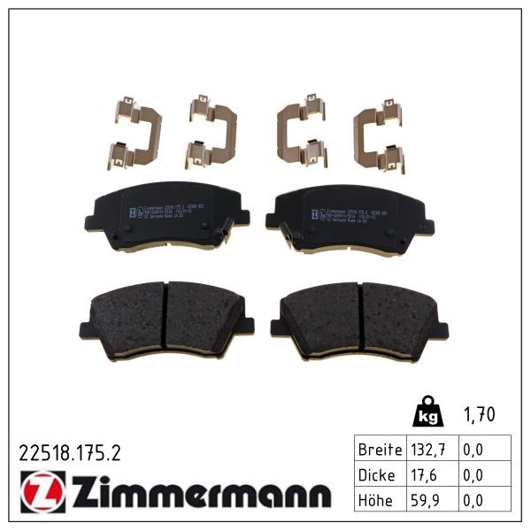 Zimmermann 22518.175.2 Bremsbelagsatz, Scheibenbremse