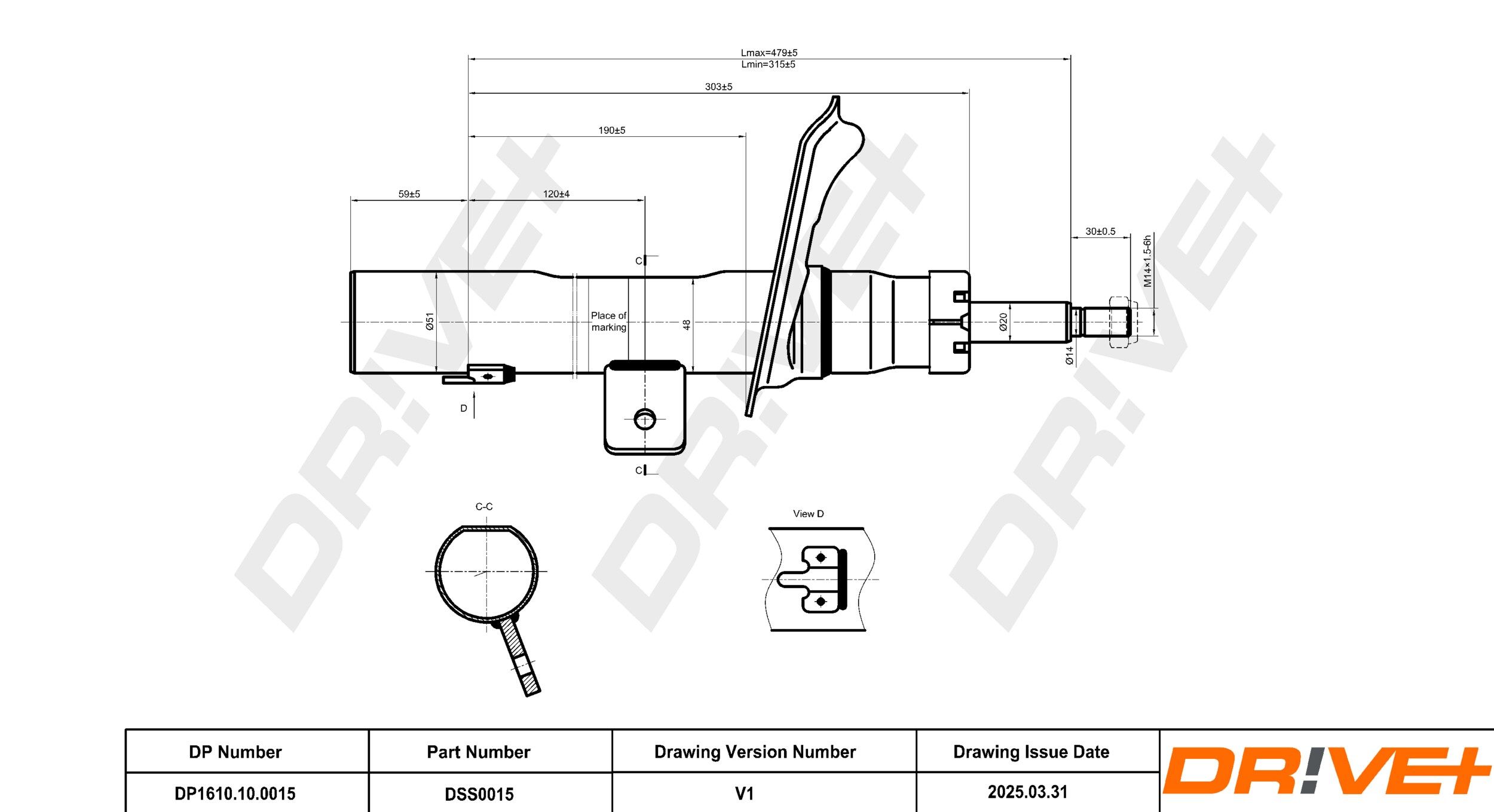 amortizatorius DP1610.10.0015 Dr!ve+