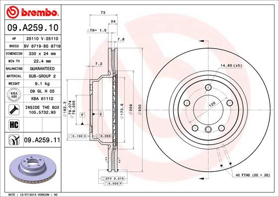 Brake Disc 09.A259.11