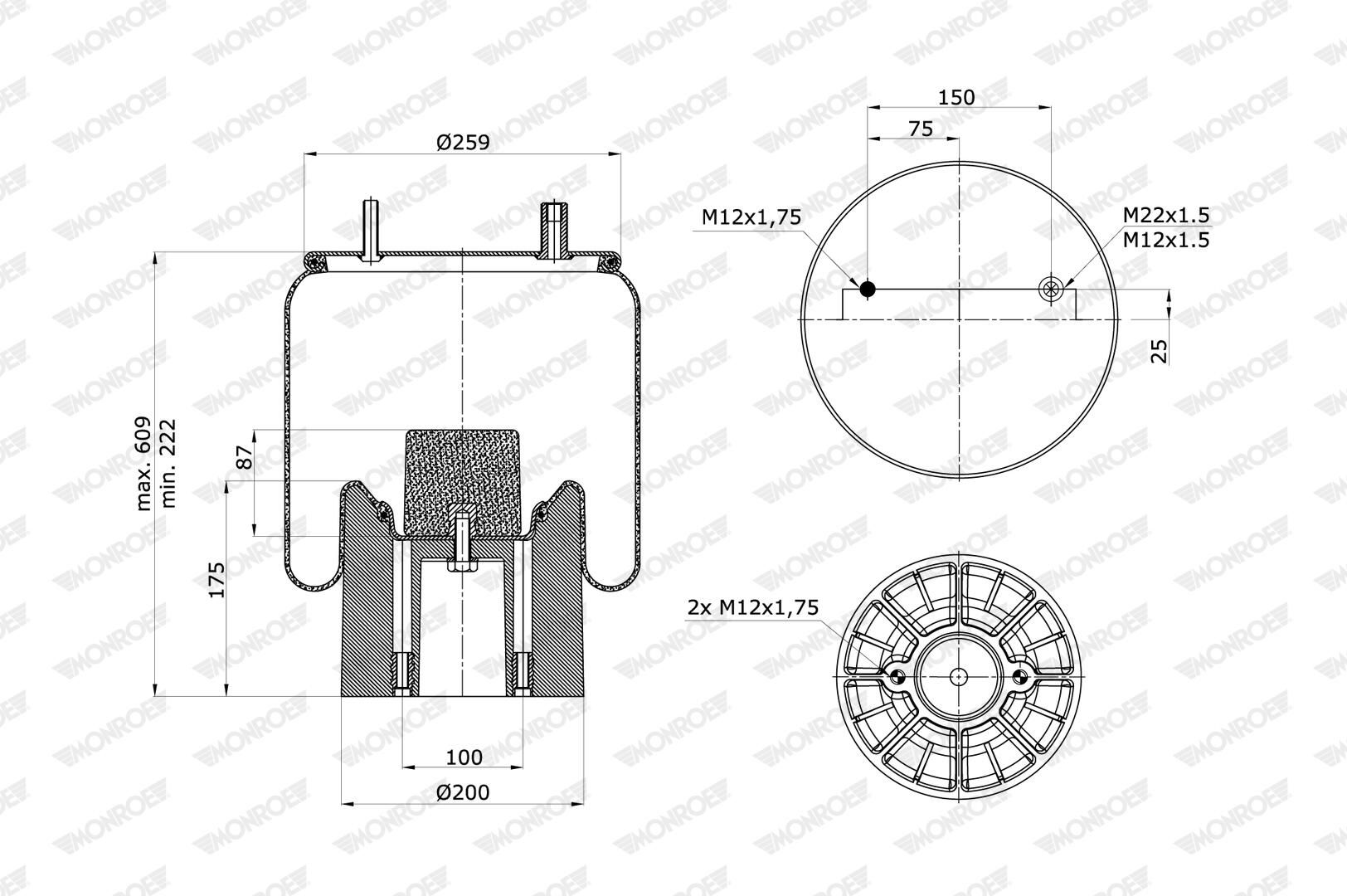 Cubrepolvo, suspensión neumática