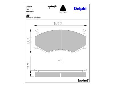 DELPHI LP180 - Bremsbelagsatz, Scheibenbremse
