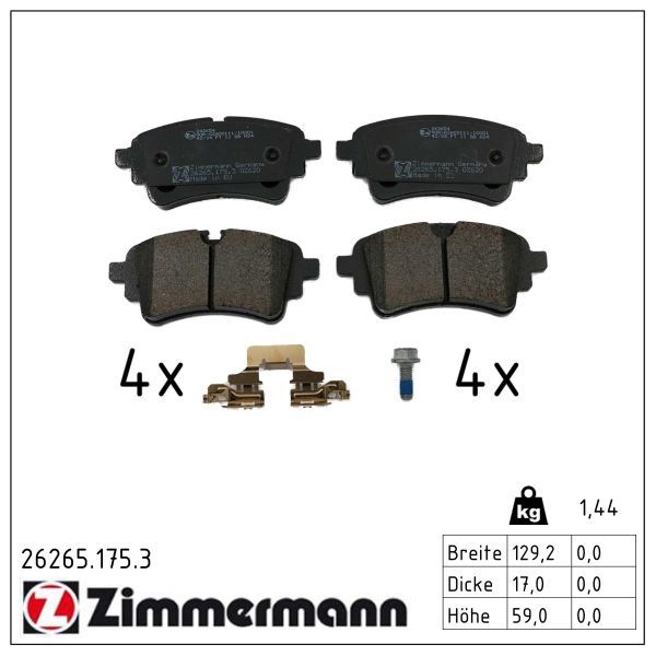 Zimmermann 26265.175.3 Bremsbelagsatz, Scheibenbremse