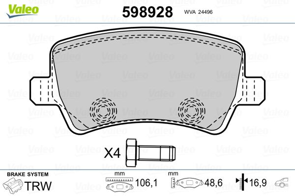 Brake Pad Set, disc brake 598928