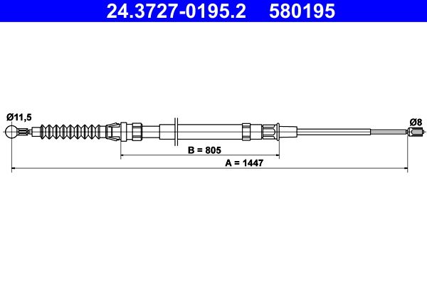 Cable Pull, parking brake 24.3727-0195.2