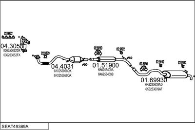 Układ wydechowy MTS SEAT49389A013198