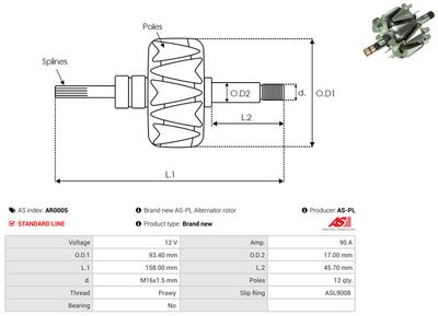 ROTOR ALTERNATOR AS-PL AR0005 1