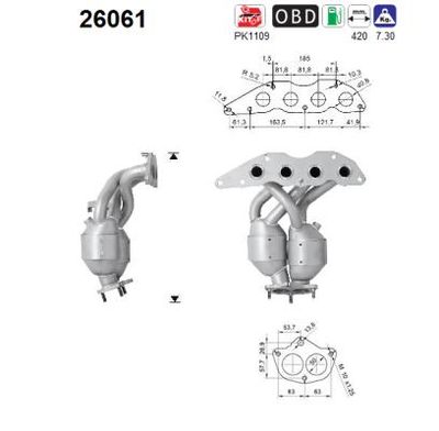 Катализатор AS 26061 для MITSUBISHI OUTLANDER