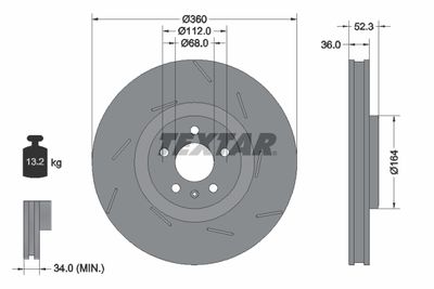 Тормозной диск TEXTAR 92334105 для PORSCHE MACAN
