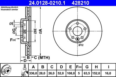 Тормозной диск ATE 24.0128-0210.1 для VOLVO V70