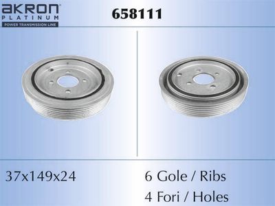 Ременный шкив, коленчатый вал AKRON-MALÒ 658111 для CITROËN JUMPY
