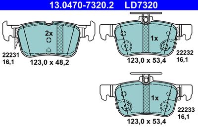 Комплект тормозных колодок, дисковый тормоз ATE 13.0470-7320.2 для FORD USA EDGE