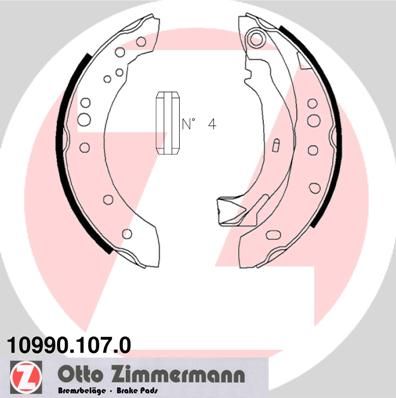 Комплект тормозных колодок ZIMMERMANN 10990.107.0 для PEUGEOT 1007