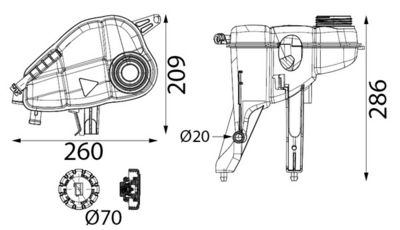 Vase d'expansion MAHLE — 260mm, 209mm