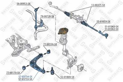 носач, окачване на колелата STELLOX 57-03734-SX