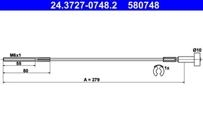 ATE 24.3727-0748.2 Трос ручного тормоза  для CHEVROLET ASTRA (Шевроле Астра)