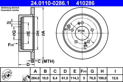 Тормозной диск ATE 24.0110-0286.1 для HYUNDAI TRAJET