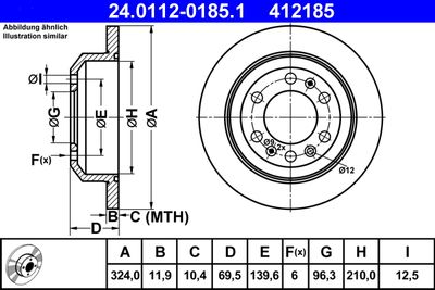 Тормозной диск ATE 24.0112-0185.1 для KIA CARNIVAL
