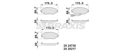 Комплект тормозных колодок, дисковый тормоз BRAXIS AB0528 для VW CC