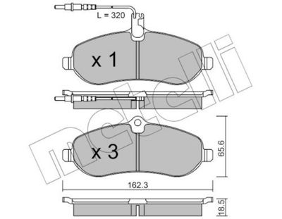 комплект спирачно феродо, дискови спирачки METELLI 22-0707-0