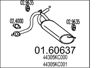 Глушитель выхлопных газов конечный MTS 01.60637 для SUBARU VIVIO