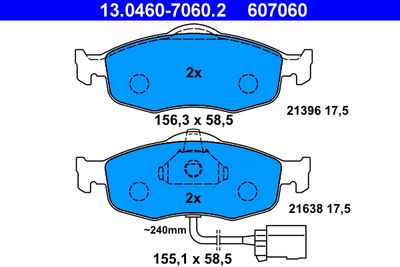 Комплект тормозных колодок, дисковый тормоз ATE 13.0460-7060.2 для FORD SIERRA
