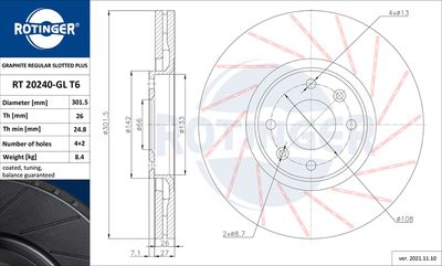 Tarcza hamulcowa ROTINGER RT 20240-GL T6
