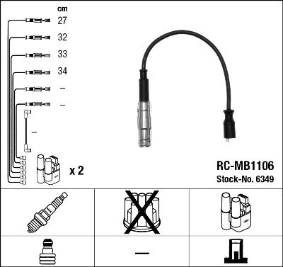 Комплект проводов зажигания NGK 6349 для MERCEDES-BENZ B-CLASS
