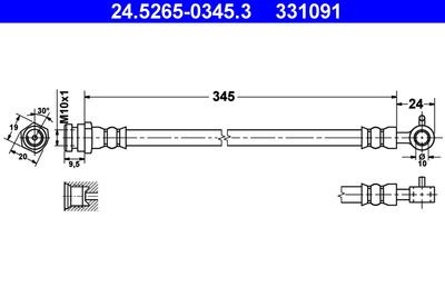 Тормозной шланг ATE 24.5265-0345.3 для MAZDA MX-5