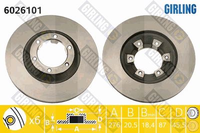 GIRLING 6026101 Тормозные диски  для MITSUBISHI PAJERO (Митсубиши Пажеро)