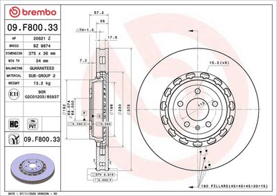 спирачен диск BREMBO 09.F800.33