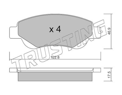 Комплект тормозных колодок, дисковый тормоз TRUSTING 653.0 для PEUGEOT 108