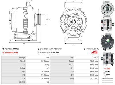 GENERATOR / ALTERNATOR AS-PL A0705S 4