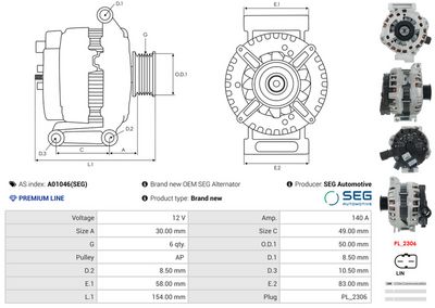 GENERATOR / ALTERNATOR AS-PL A01046SEG 4