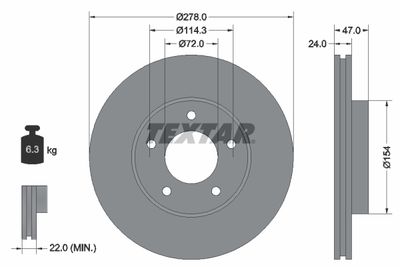 Тормозной диск TEXTAR 92146503 для FORD USA ESCAPE