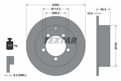 Тормозной диск TEXTAR 92136103 для MITSUBISHI GALANT