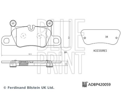 Комплект тормозных колодок, дисковый тормоз ADBP420059