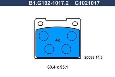 GALFER B1.G102-1017.2 Гальмівні колодки 