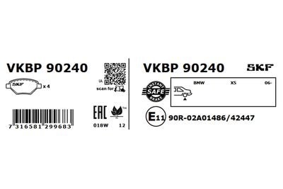 Комплект тормозных колодок, дисковый тормоз VKBP 90240
