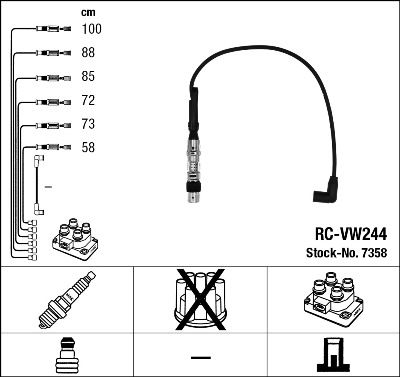 Комплект проводов зажигания NGK 7358 для VW BORA
