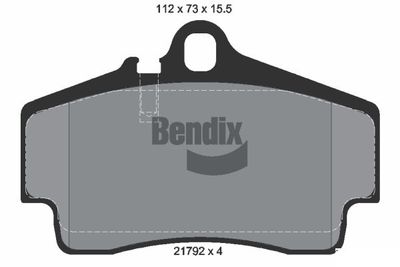 Комплект тормозных колодок, дисковый тормоз BENDIX Braking BPD1846 для PORSCHE CAYMAN