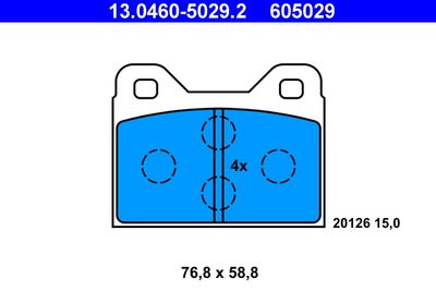 Комплект тормозных колодок, дисковый тормоз ATE 13.0460-5029.2 для BMW 1500-2000