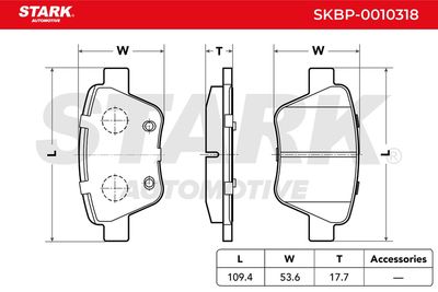 комплект спирачно феродо, дискови спирачки STARK SKBP-0010318