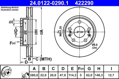 ATE 24.0122-0290.1 Тормозные диски  для SUZUKI SX4 (Сузуки Сx4)