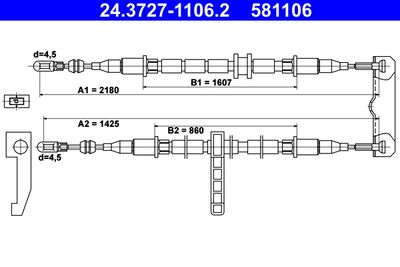 ATE 24.3727-1106.2 Трос ручного тормоза  для SAAB  (Сааб 900)