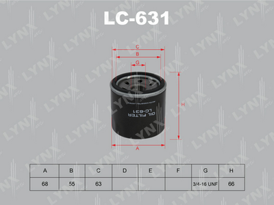 LYNXauto LC-631 Масляный фильтр  для DAIHATSU EXTOL (Дайхатсу Еxтол)