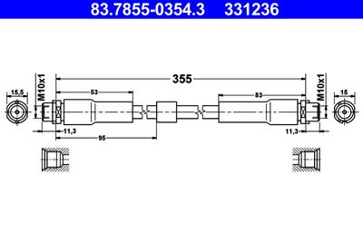 ATE 83.7855-0354.3 Тормозной шланг  для AUDI A8 (Ауди А8)