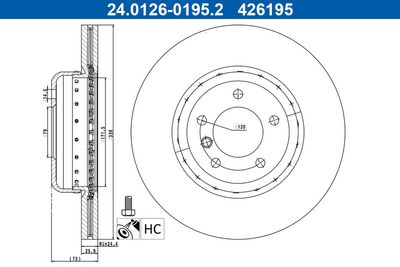 спирачен диск ATE 24.0126-0195.2