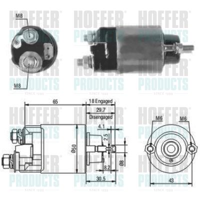Тяговое реле, стартер HOFFER 46097 для DAIHATSU HIJET