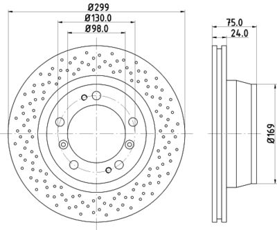 HELLA 8DD 355 127-521 Тормозные диски  для PORSCHE CAYMAN (Порш Каман)