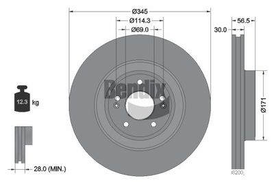 Тормозной диск BENDIX Braking BDS2189HC для GENESIS G70